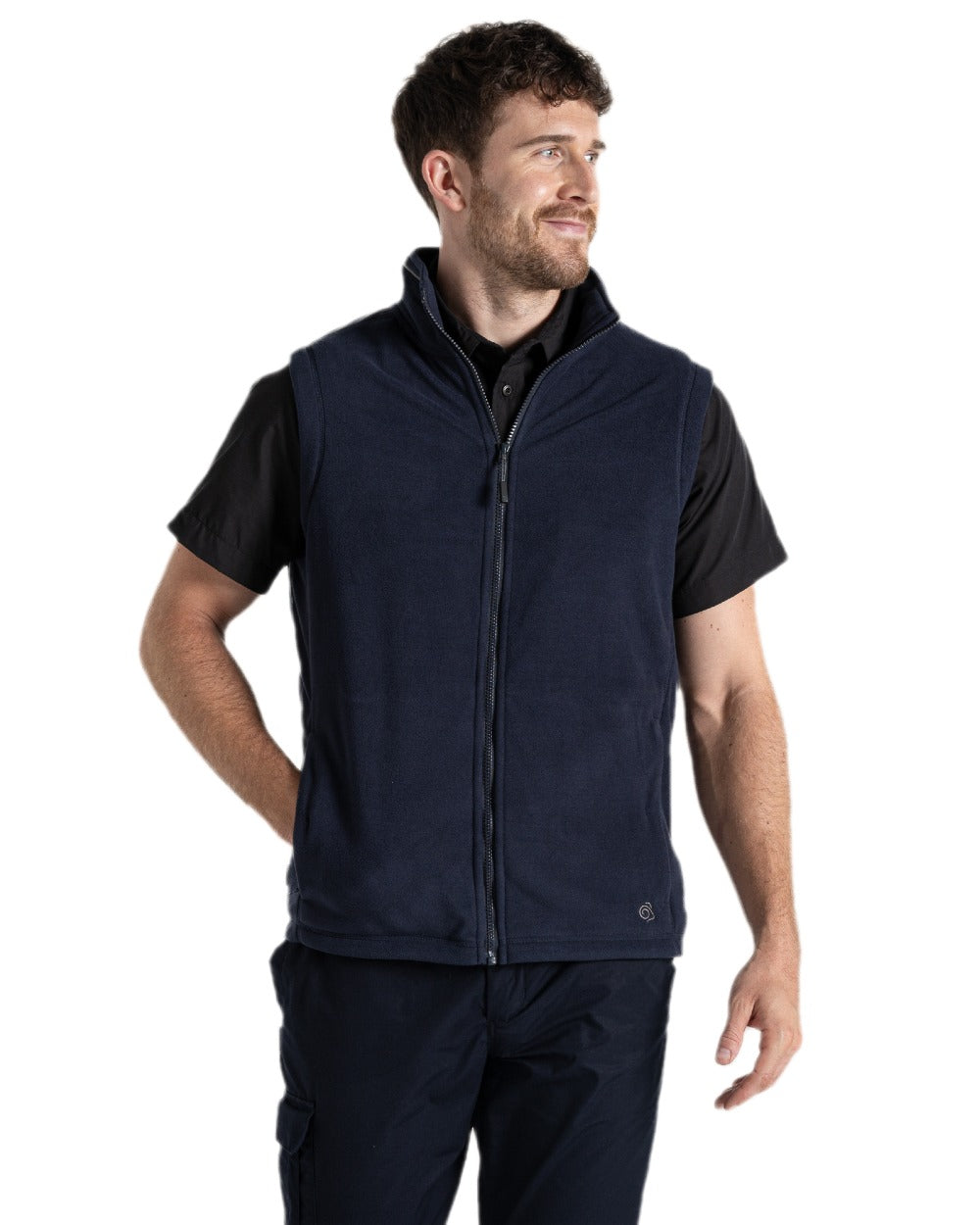Dark Navy Coloured Craghoppers Expert Mens Corey Fleece Vest on white background