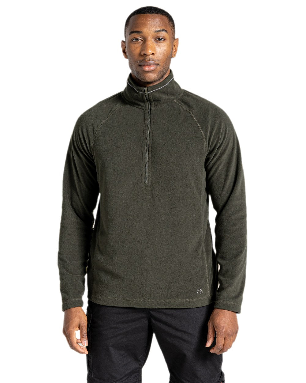 Dark Cedar Coloured Craghoppers Mens Expert Corey 200 Fleece Half Zip Sweater on white background