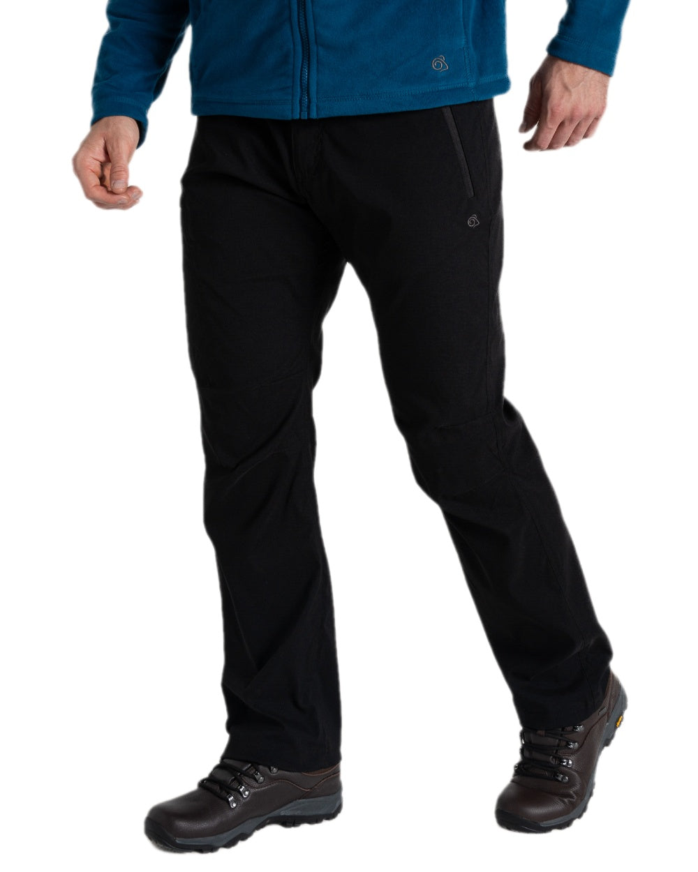 Black Coloured Craghoppers Mens Expert Kiwi Pro Stretch Trousers on white background