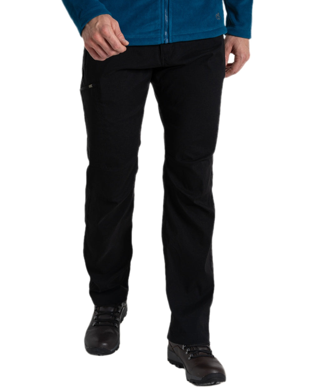 Black Coloured Craghoppers Mens Expert Kiwi Pro Stretch Trousers on white background