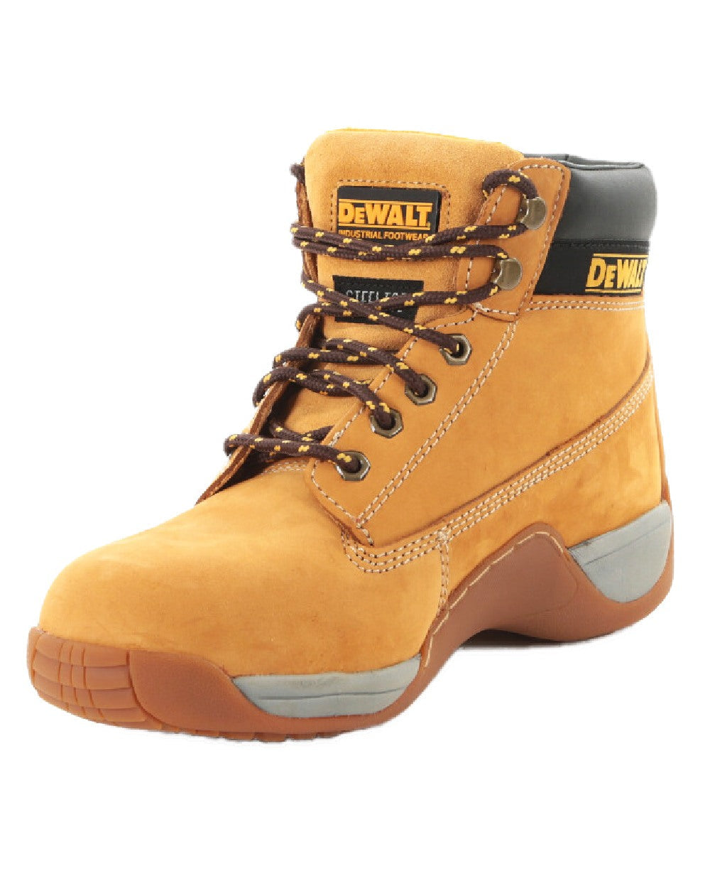 Beige Coloured DeWalt Apprentice Nubuck Safety Hiker Boots on white background