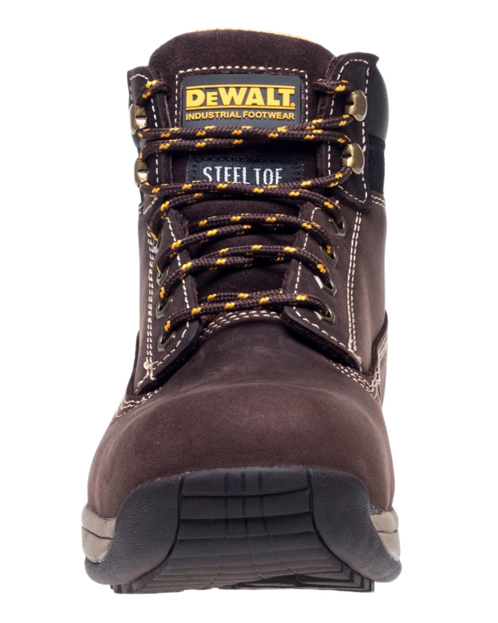 Brown Coloured DeWalt Apprentice Nubuck Safety Hiker Boots on white background