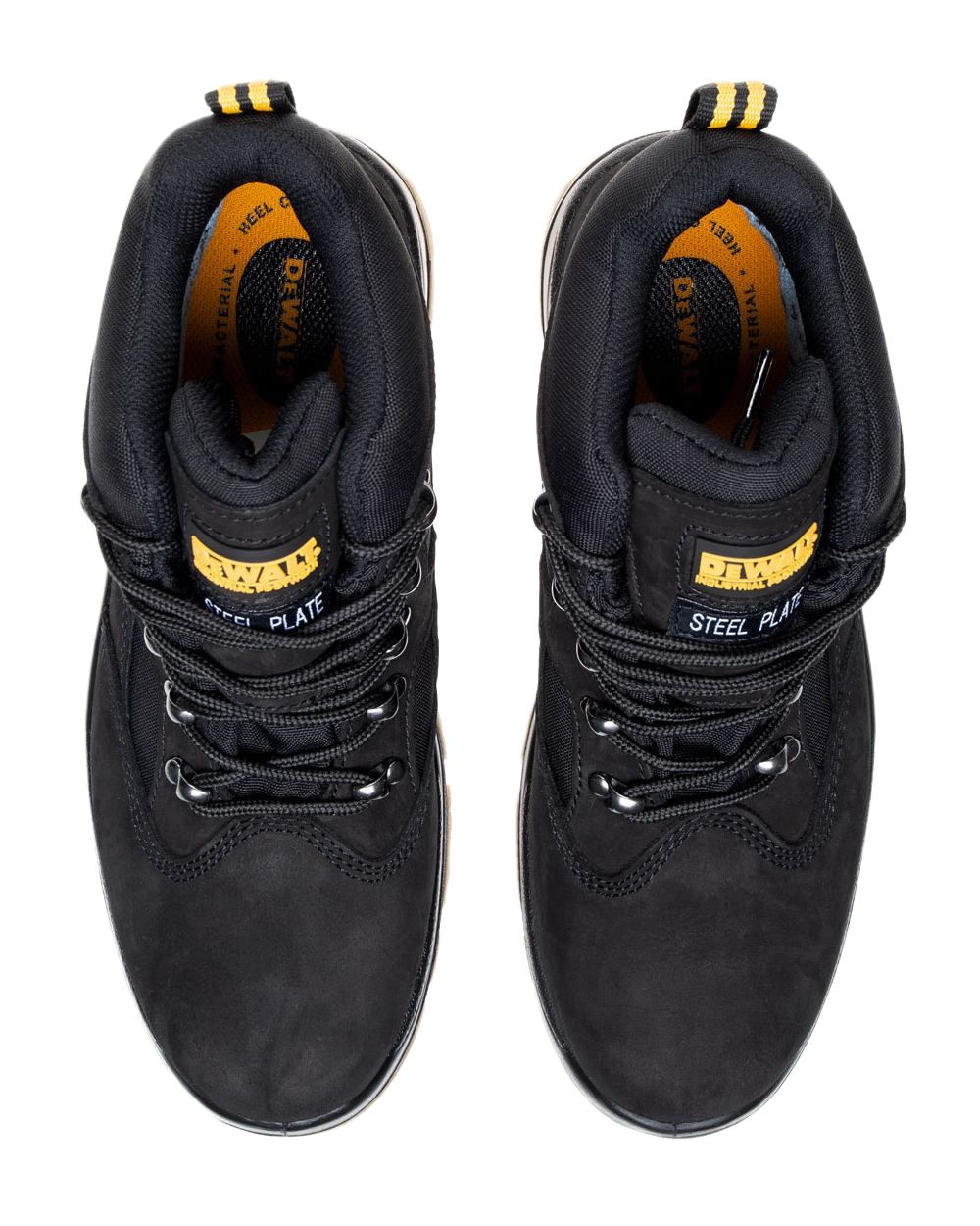 Black Coloured DeWalt Challenger Waterproof Safety Hiker Boots on white background
