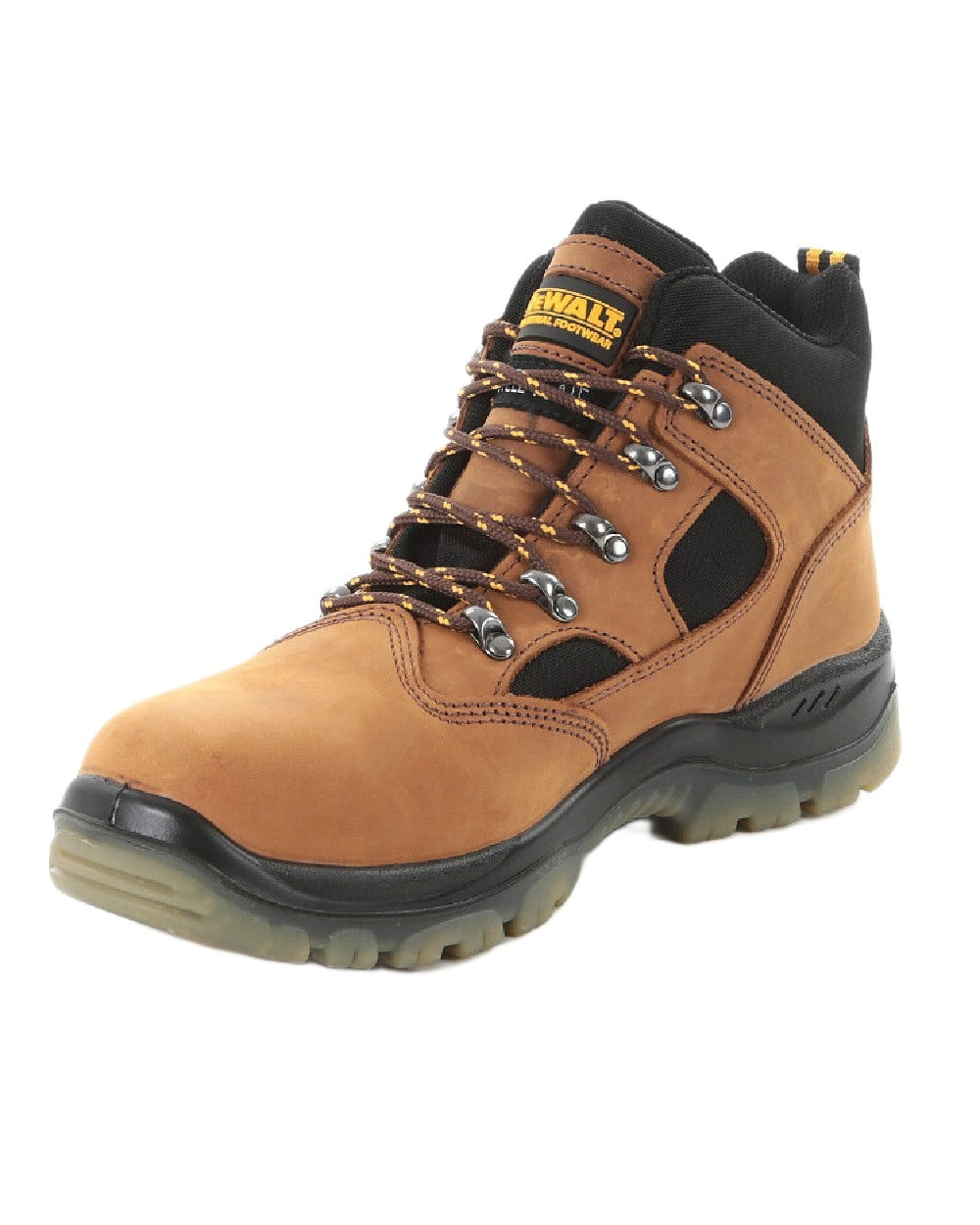 Brown Coloured DeWalt Challenger Waterproof Safety Hiker Boots on white background