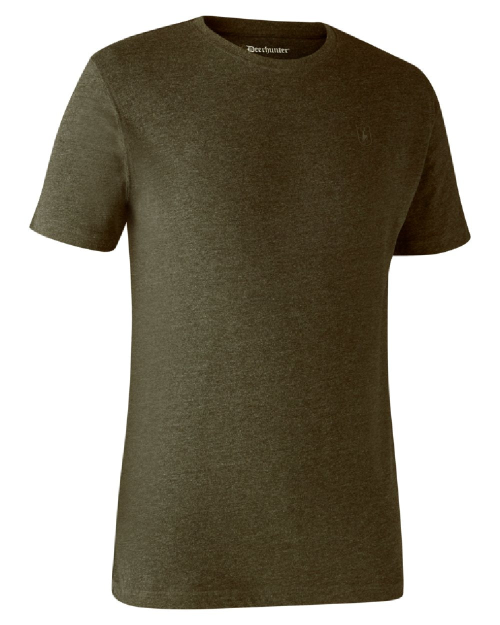 Adventure Green Melange Brown Leaf Melange coloured Deerhunter Basic 2-Pack T-Shirt on white background