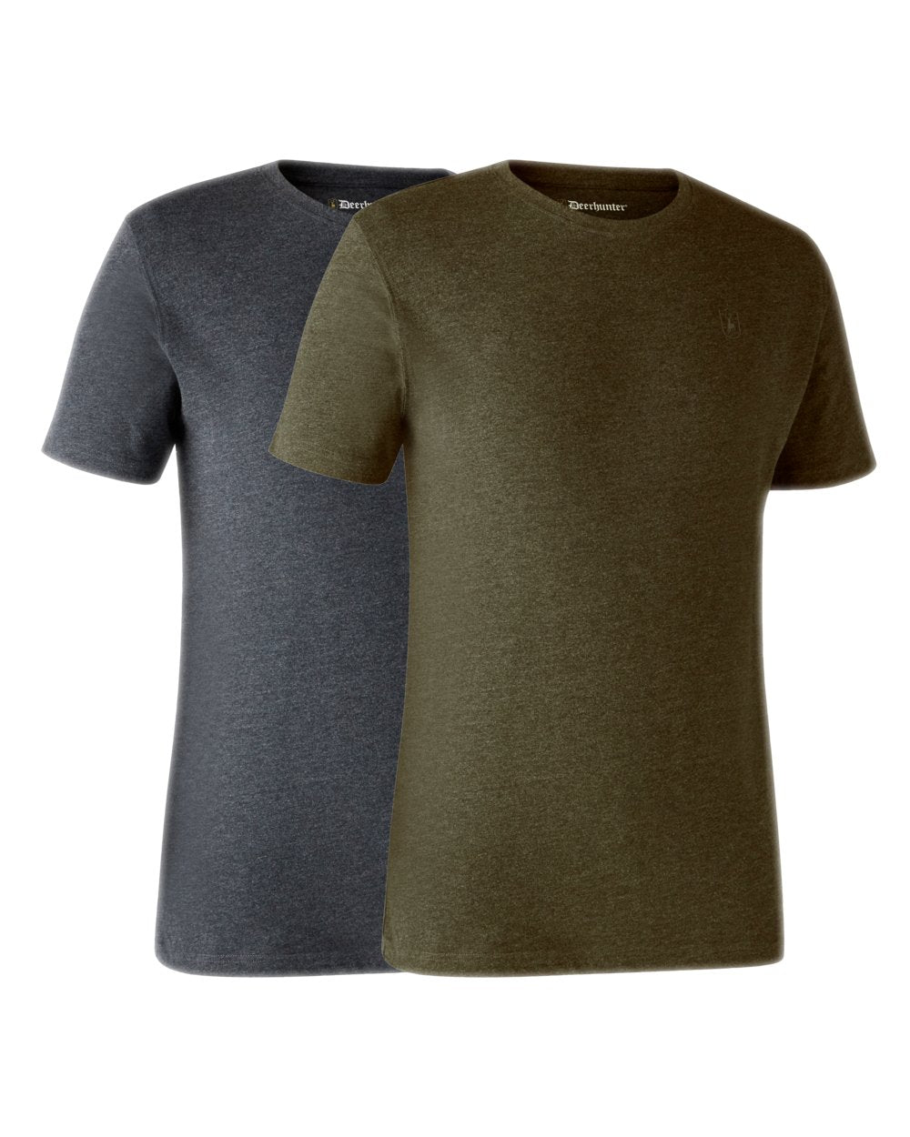 Adventure Green Melange coloured Deerhunter Basic 2-Pack T-Shirt on white background