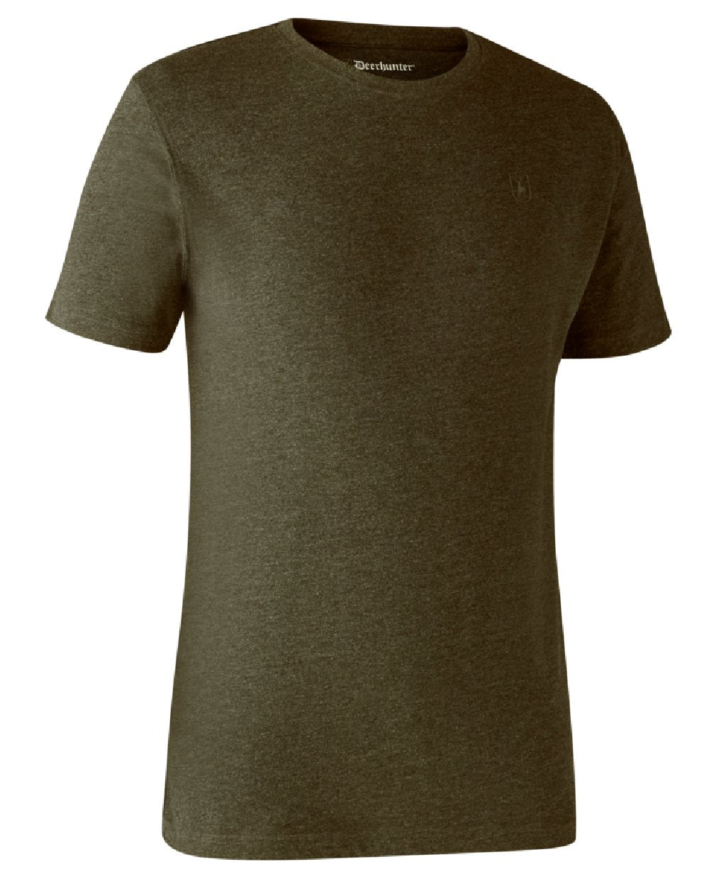 Adventure Green Melange coloured Deerhunter Basic 2-Pack T-Shirt on white background