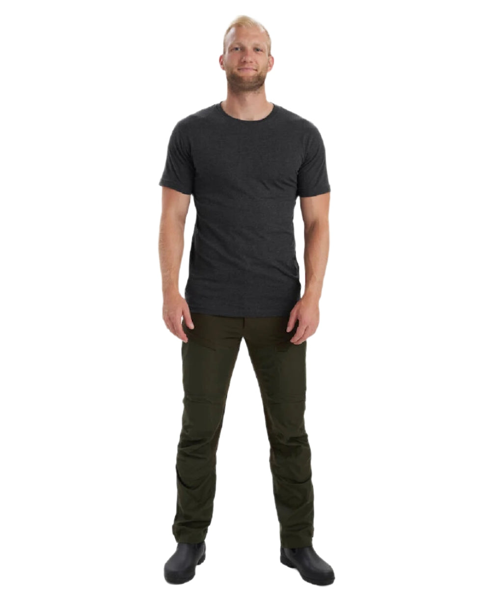 Brown Leaf Melange coloured Deerhunter Basic 2-Pack T-Shirt on white background