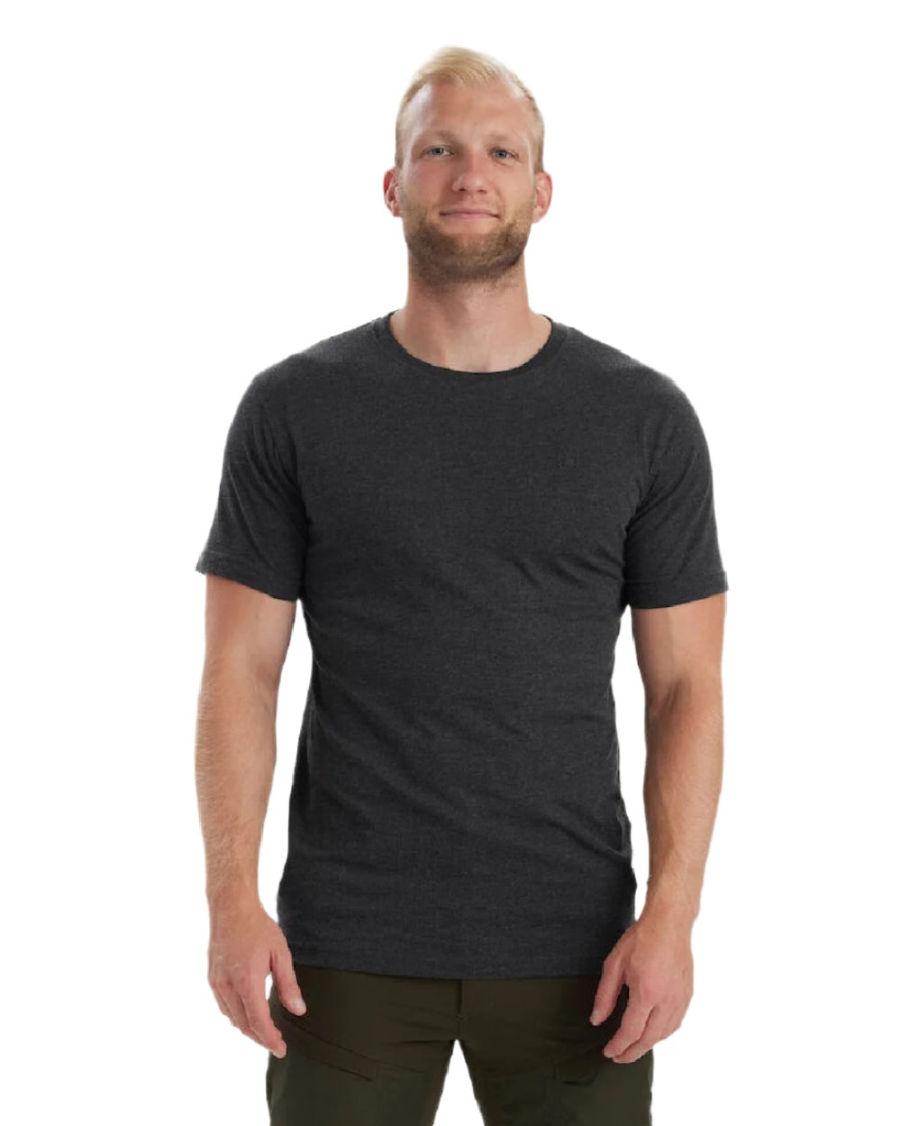 Brown Leaf Melange coloured Deerhunter Basic 2-Pack T-Shirt on white background