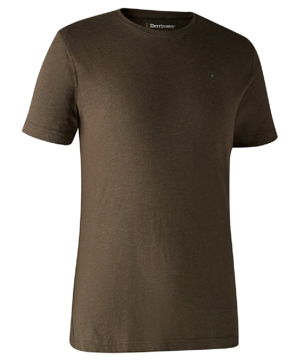 Brown Leaf Melange coloured Deerhunter Basic 2-Pack T-Shirt on white background