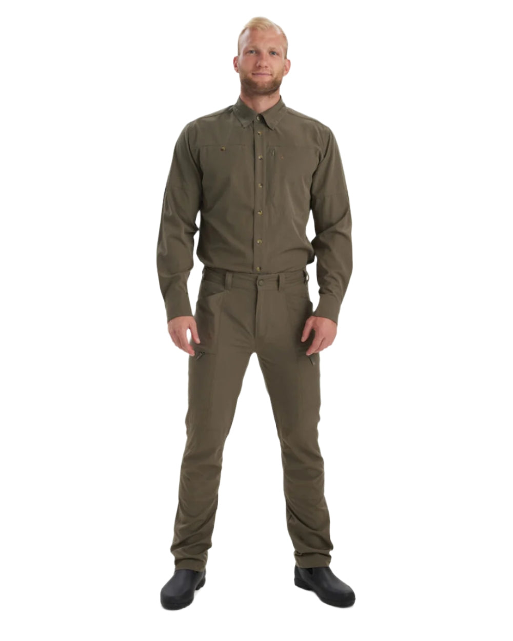 Stone Grey coloured Deerhunter Canopy Trousers on white background