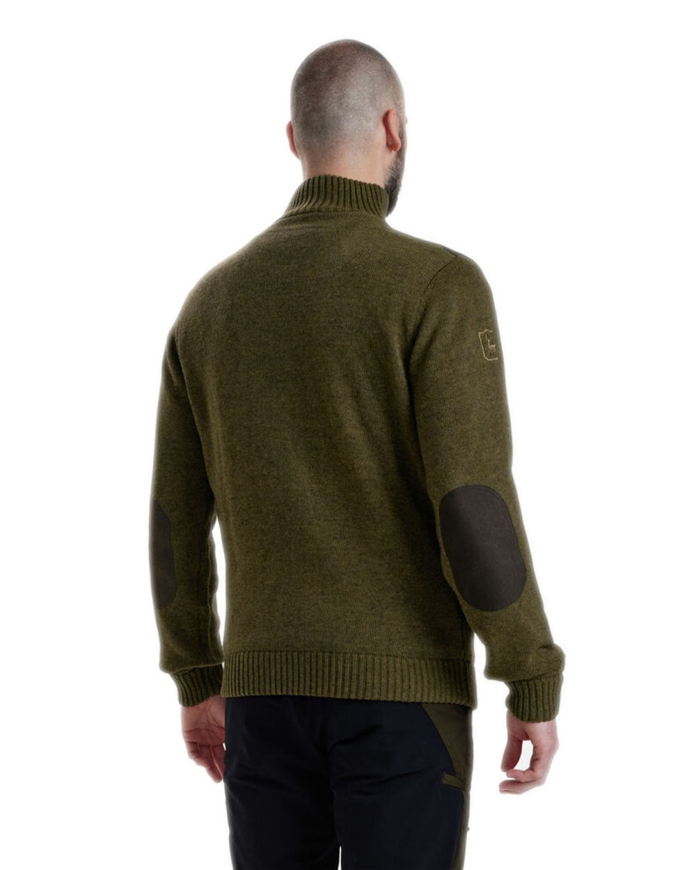 Cypress coloured Deerhunter Carlisle Knit Cardigan With Stormliner on white background