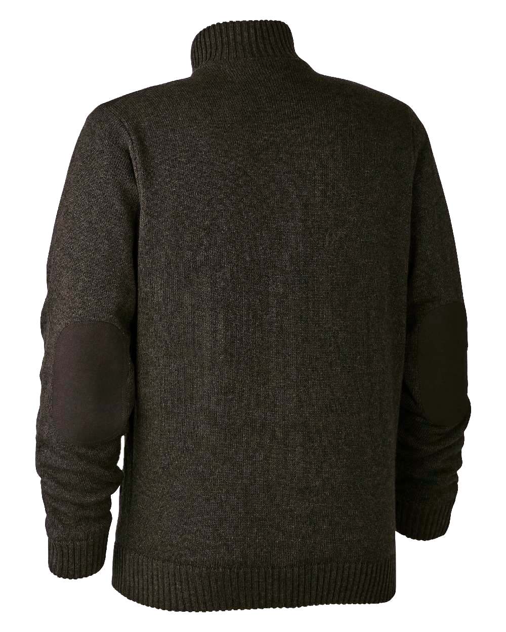 Dark Elm Melange coloured Deerhunter Carlisle Knit Cardigan With Stormliner on white background