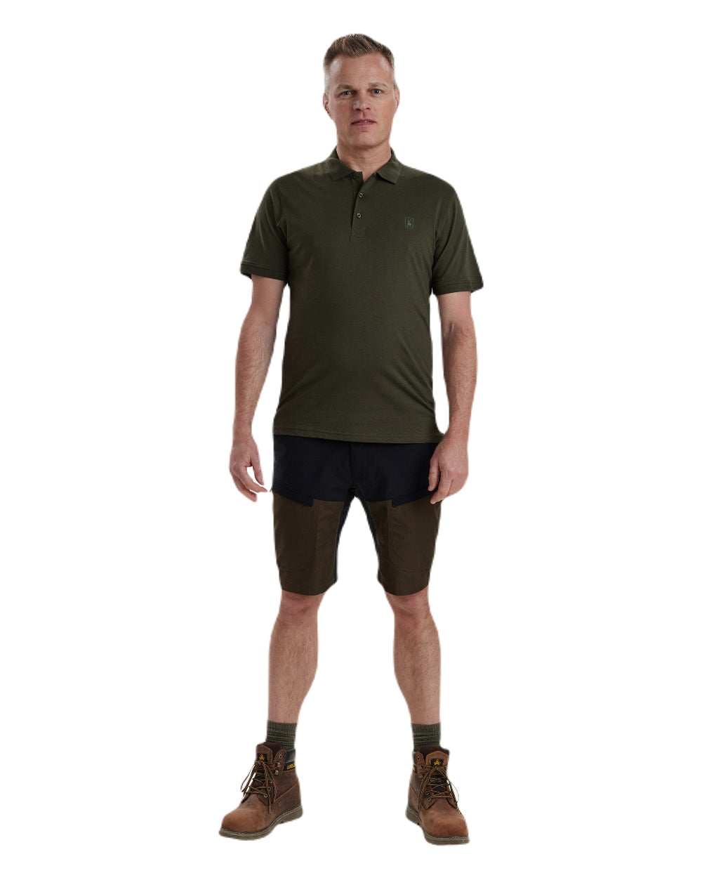 Green coloured Deerhunter Christian Polo Shirt on white background