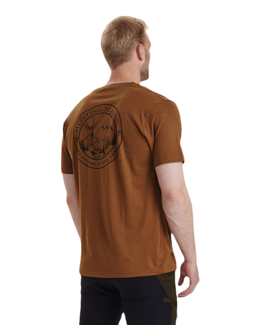 Burnt Orange coloured Deerhunter Easton T-Shirt on white background