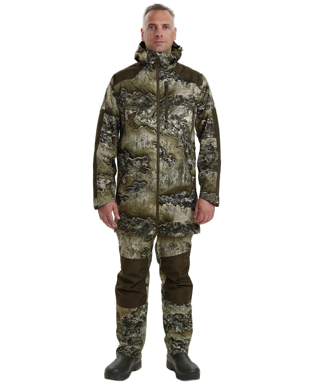 Realtree Excape coloured Deerhunter Excape Waterproof Rain Jacket on white background