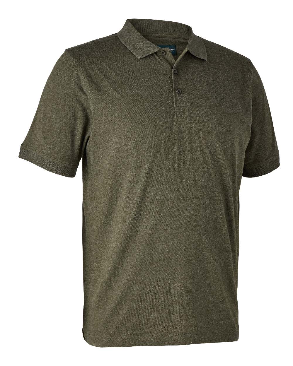 Adventure Green Melange coloured Deerhunter Gunnar Polo Shirt on white background