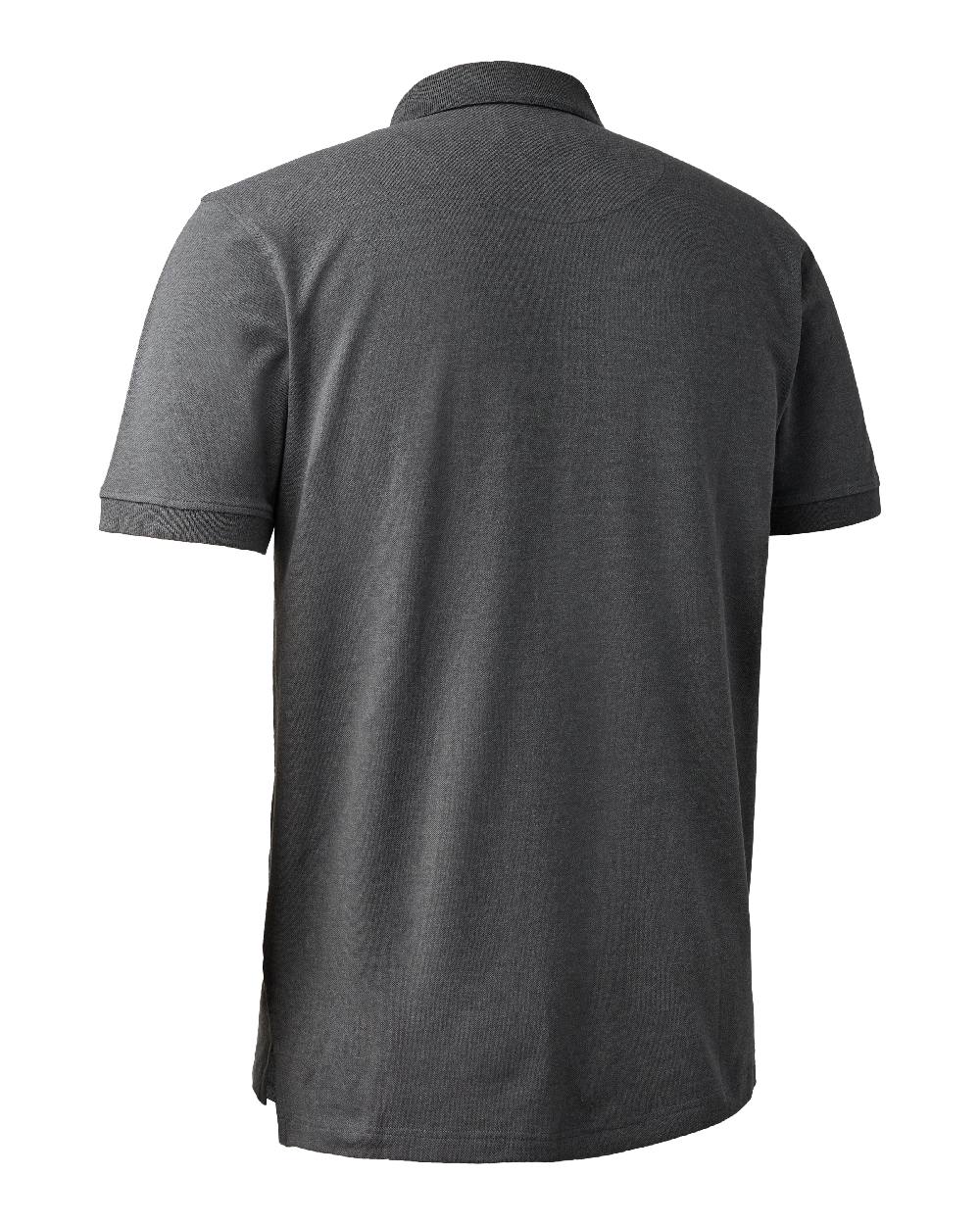Dark Grey Melange Deerhunter Harris Polo Shirt on white background
