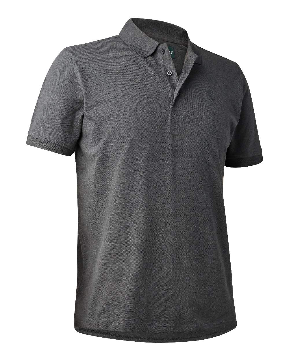 Dark Grey Melange Deerhunter Harris Polo Shirt on white background