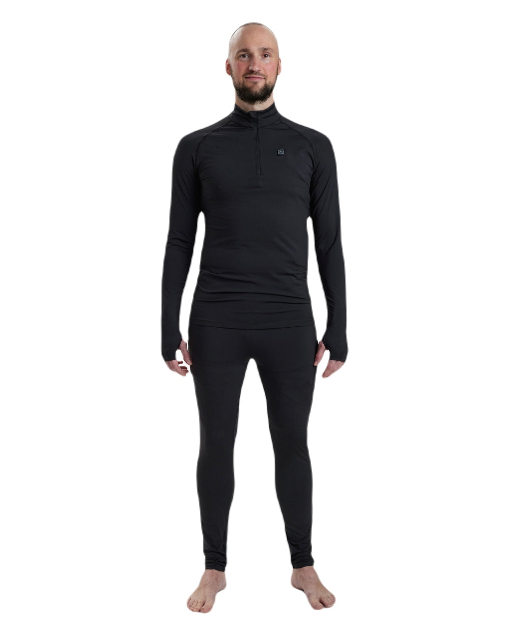 Black coloured Deerhunter Heat Undershirt with Zip Neck on white background