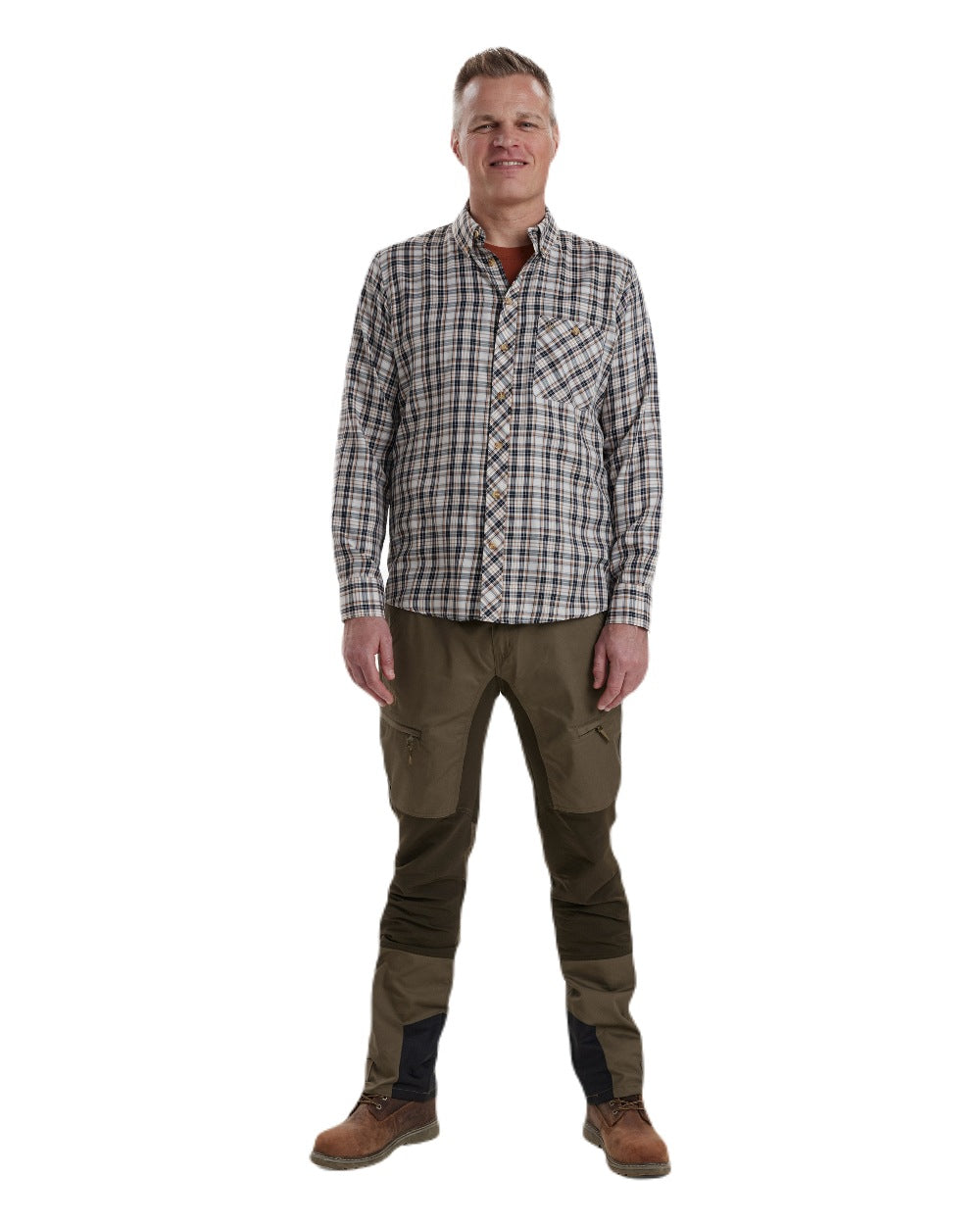 Blue Check coloured Deerhunter Jose Shirt on white background