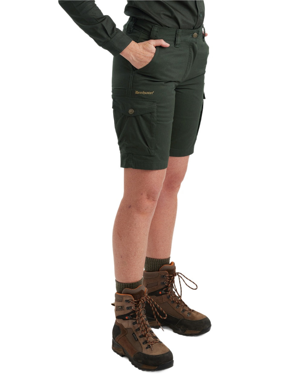 Timber coloured Deerhunter Lady Atlas Shorts on white background