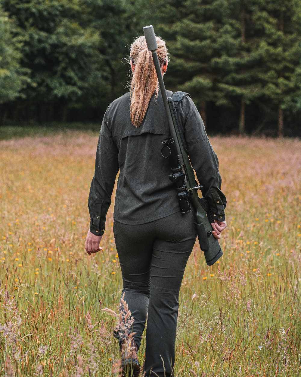 Forest Green coloured Deerhunter Lady Canopy Shirt on grassy background