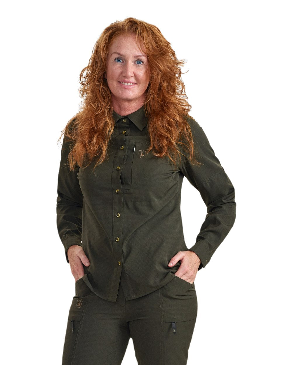 Forest Green coloured Deerhunter Lady Canopy Shirt on white background