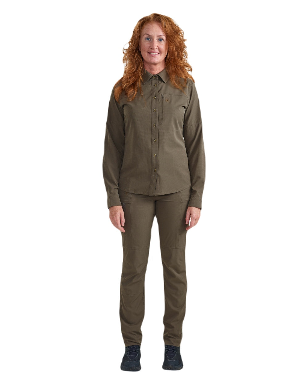 Stone Grey coloured Deerhunter Lady Canopy Shirt on white background