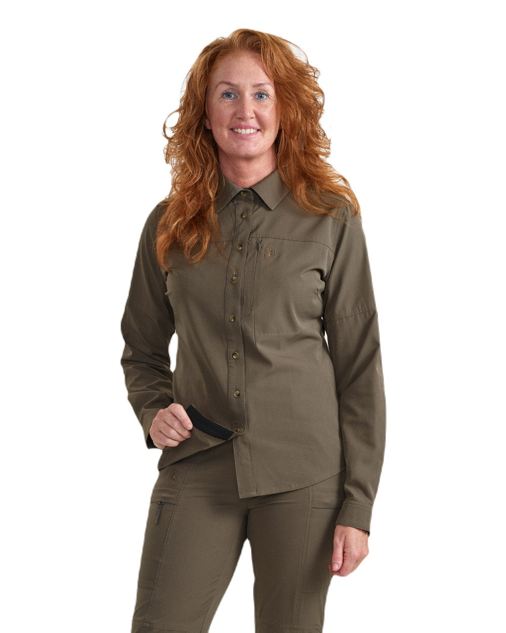 Stone Grey coloured Deerhunter Lady Canopy Shirt on white background