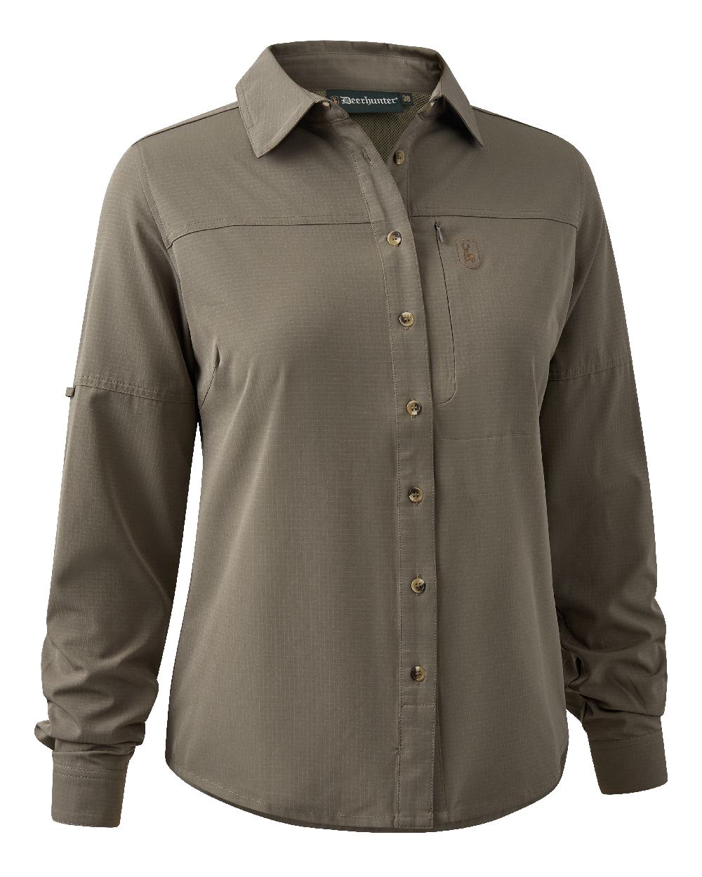 Stone Grey coloured Deerhunter Lady Canopy Shirt on white background
