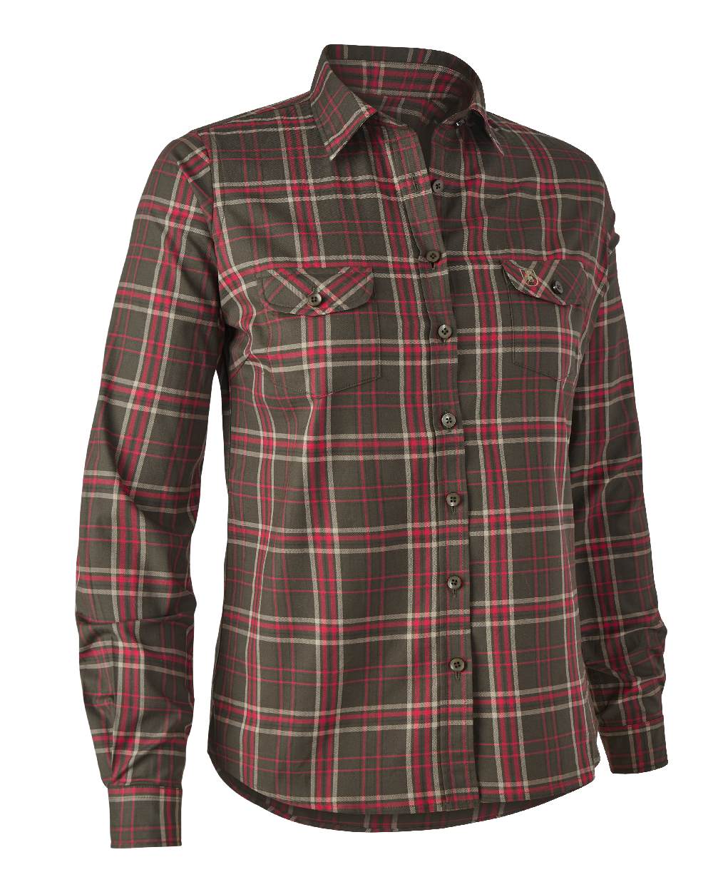 Green Check coloured Deerhunter Lady Elena Shirt on white background