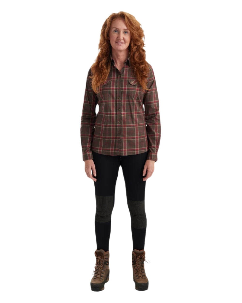 Green Check coloured Deerhunter Lady Elena Shirt on white background