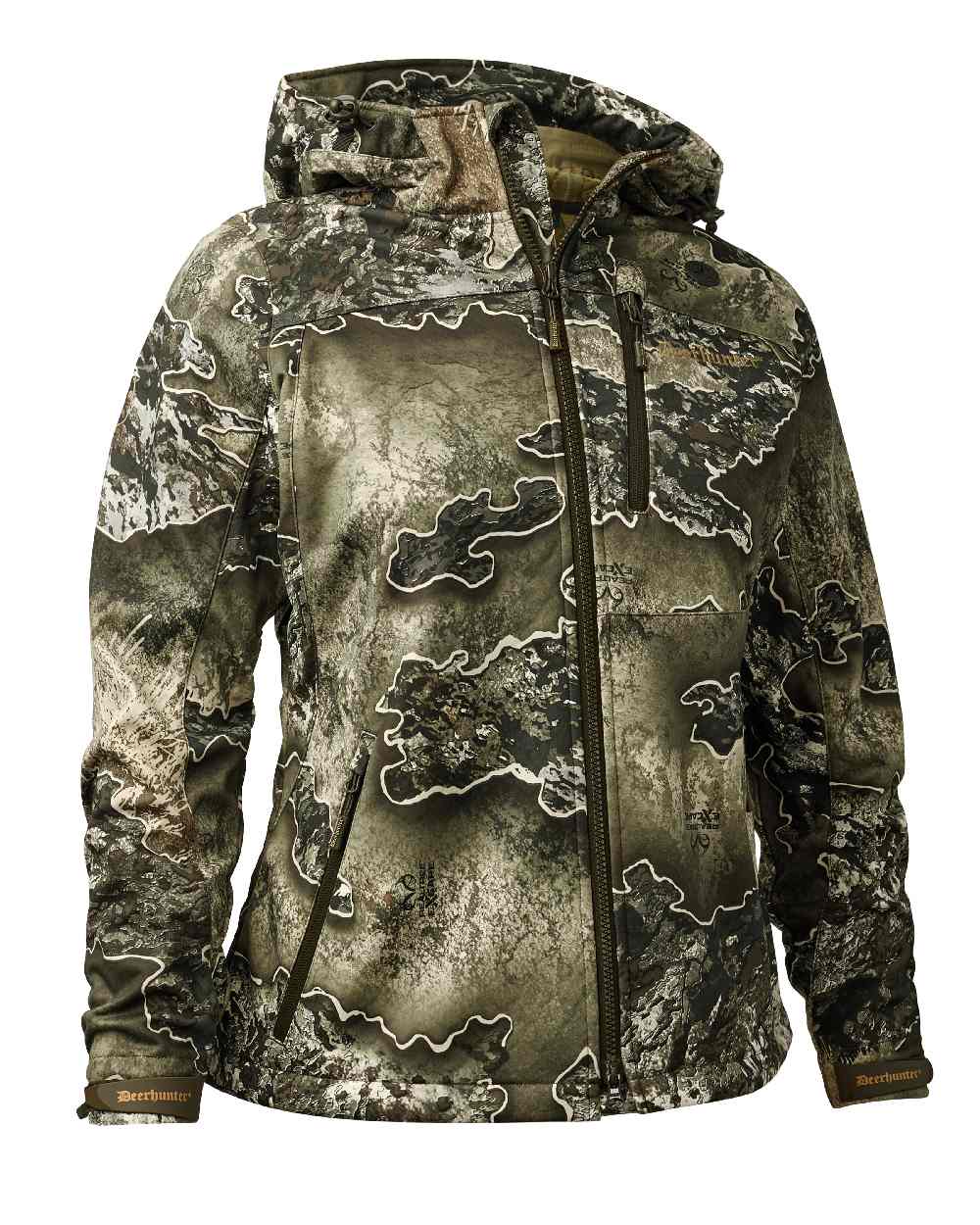 Realtree Excape coloured Deerhunter Lady Excape Softshell Jacket on white background