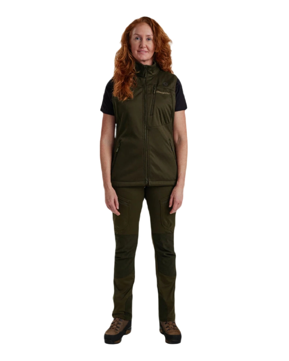 Art Green coloured Deerhunter Lady Excape Softshell Waistcoat on white background