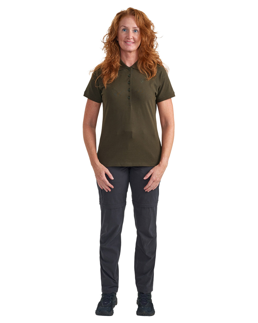 Deep Green coloured Deerhunter Harriet Polo Shirt on white background