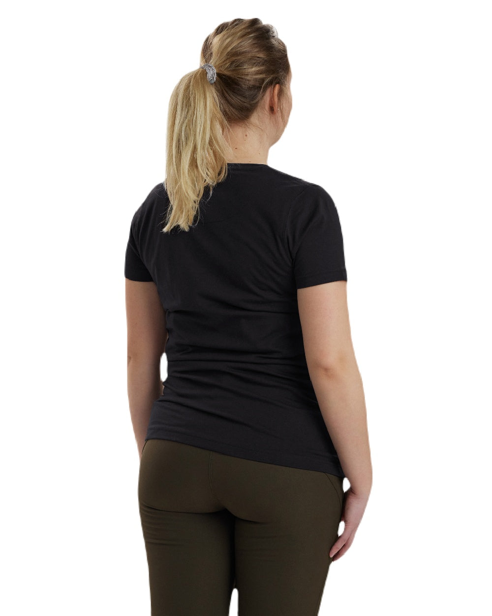Black coloured Deerhunter Lady Logo T-Shirt on white background