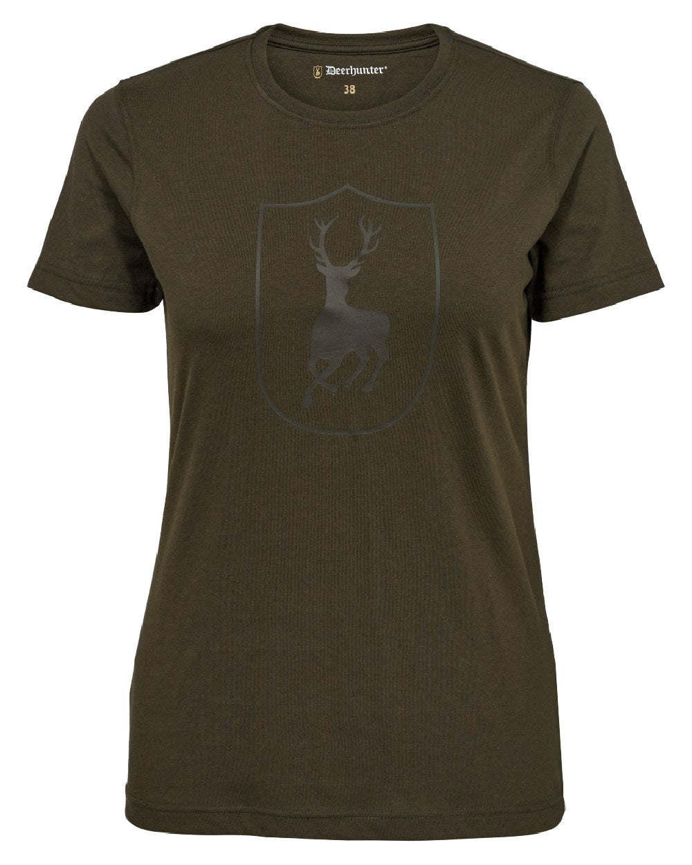 Fallen Leaf coloured Deerhunter Lady Logo T-Shirt on white background