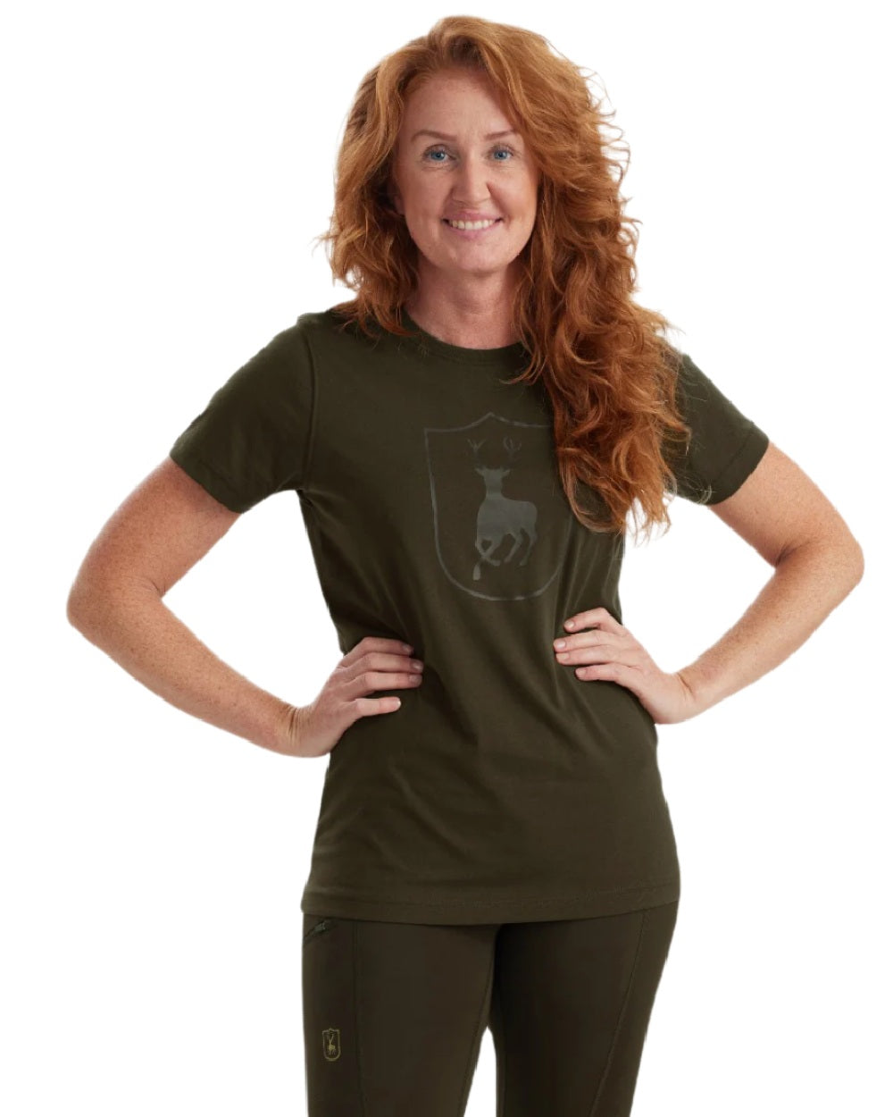 Fallen Leaf coloured Deerhunter Lady Logo T-Shirt on white background