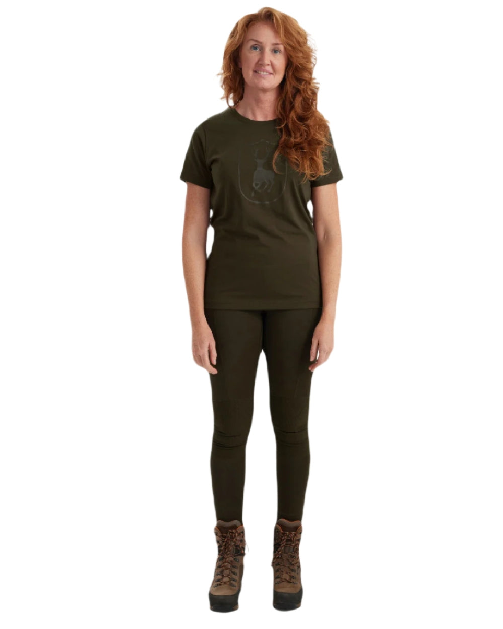 Fallen Leaf coloured Deerhunter Lady Logo T-Shirt on white background