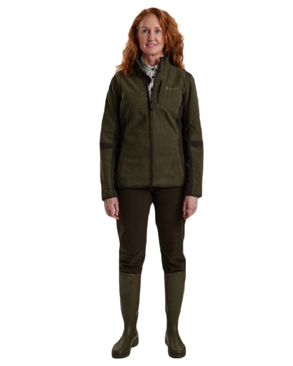 Graphite Green coloured Deerhunter Lady Pam Bonded Fleece Jacket on white background