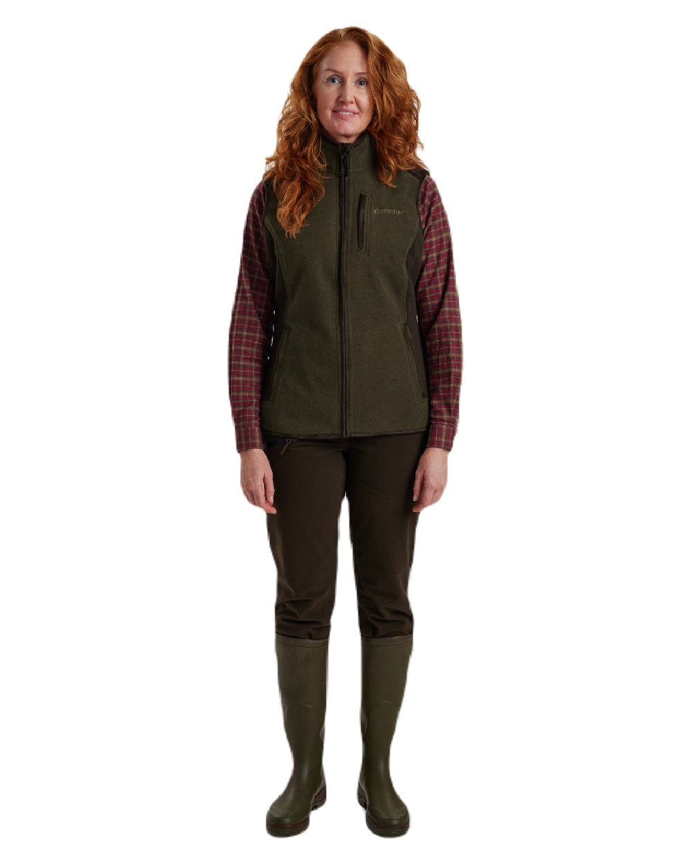 Graphite Green Melange coloured Deerhunter Lady Pam Bonded Fleece Waistcoat on white background