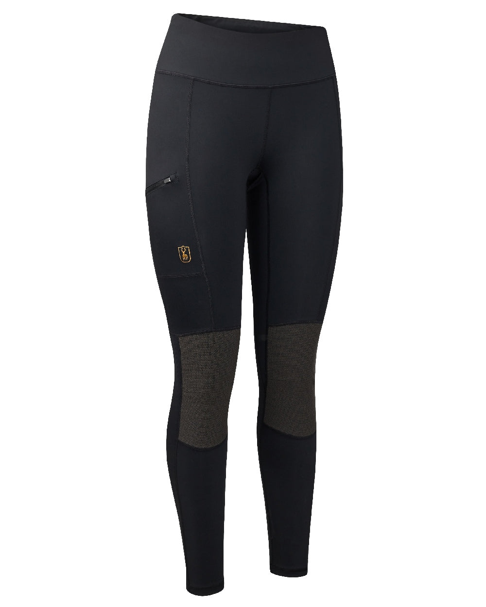 Black coloured Deerhunter Lady Reinforced Tights on white background