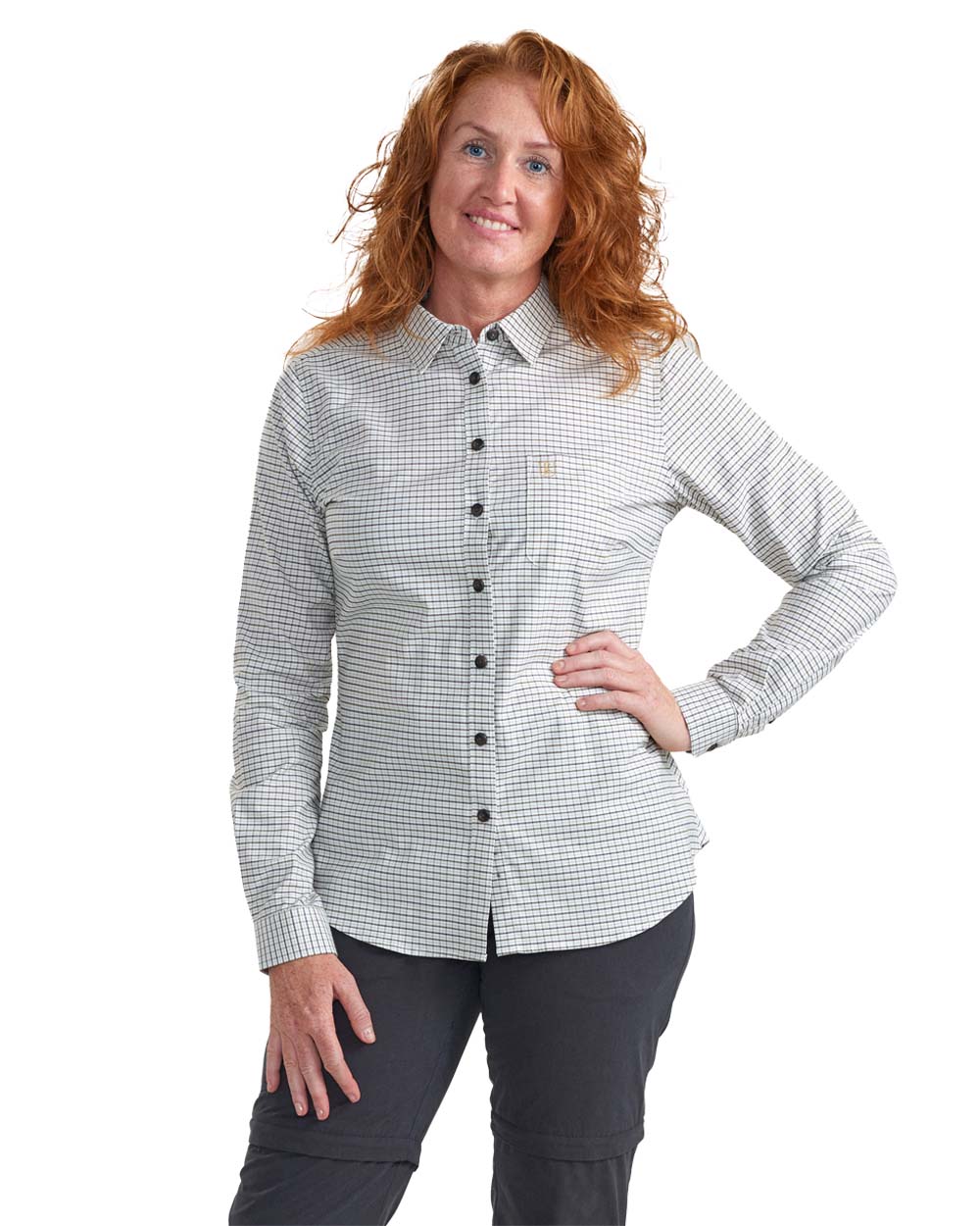 Green Check coloured Deerhunter Lady Sara Shirt on white background