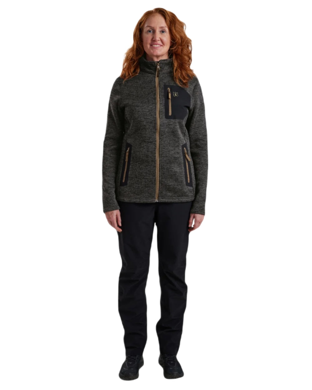 Dark Grey Melange coloured Deerhunter Lady Sarek Knitted Jacket on white background
