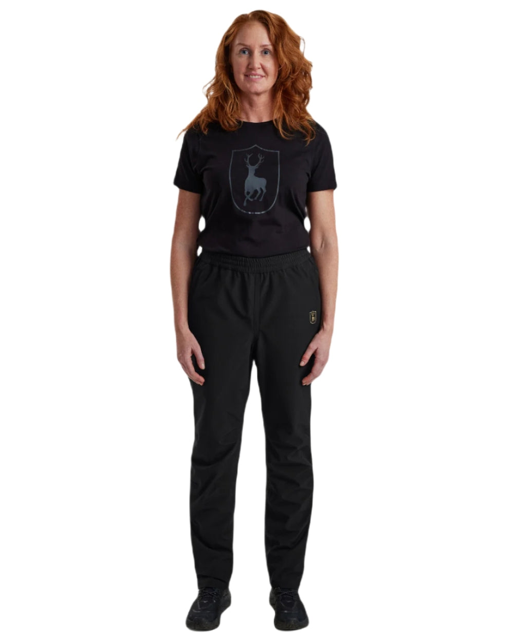 Black coloured Deerhunter Lady Sarek Shell Trousers on white background
