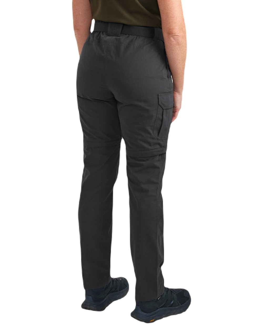 Black Ink coloured Deerhunter Lady Slogen Zip-Off Trousers on white background