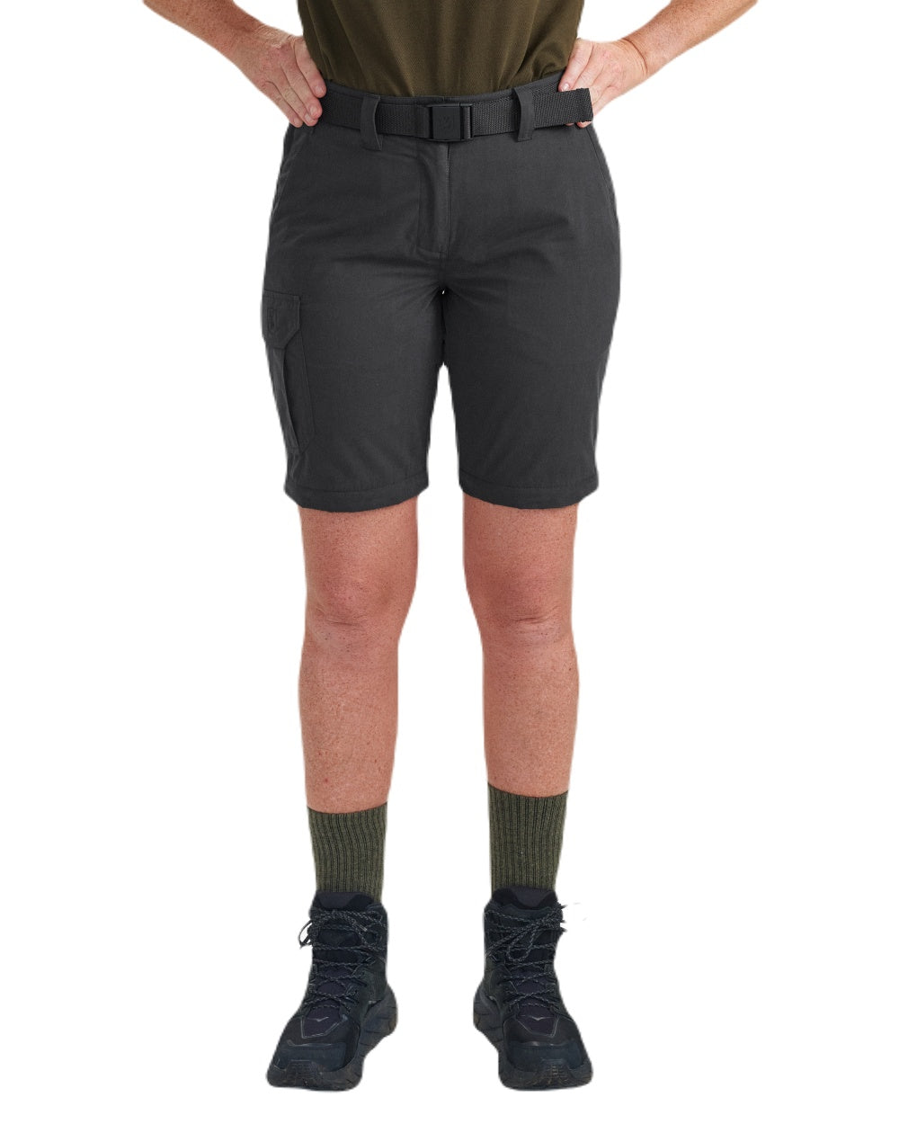 Black Ink coloured Deerhunter Lady Slogen Zip-Off Trousers on white background