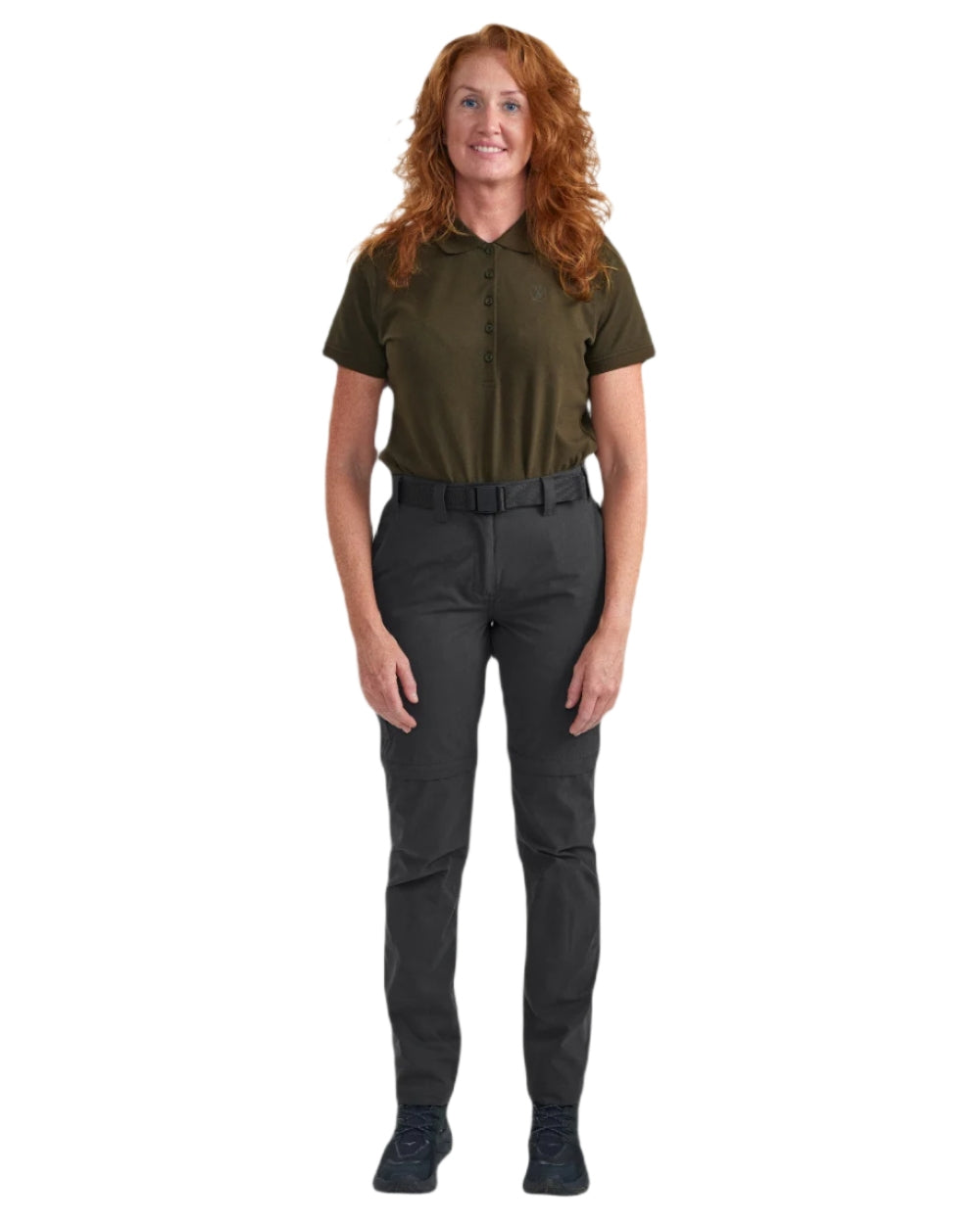 Black Ink coloured Deerhunter Lady Slogen Zip-Off Trousers on white background