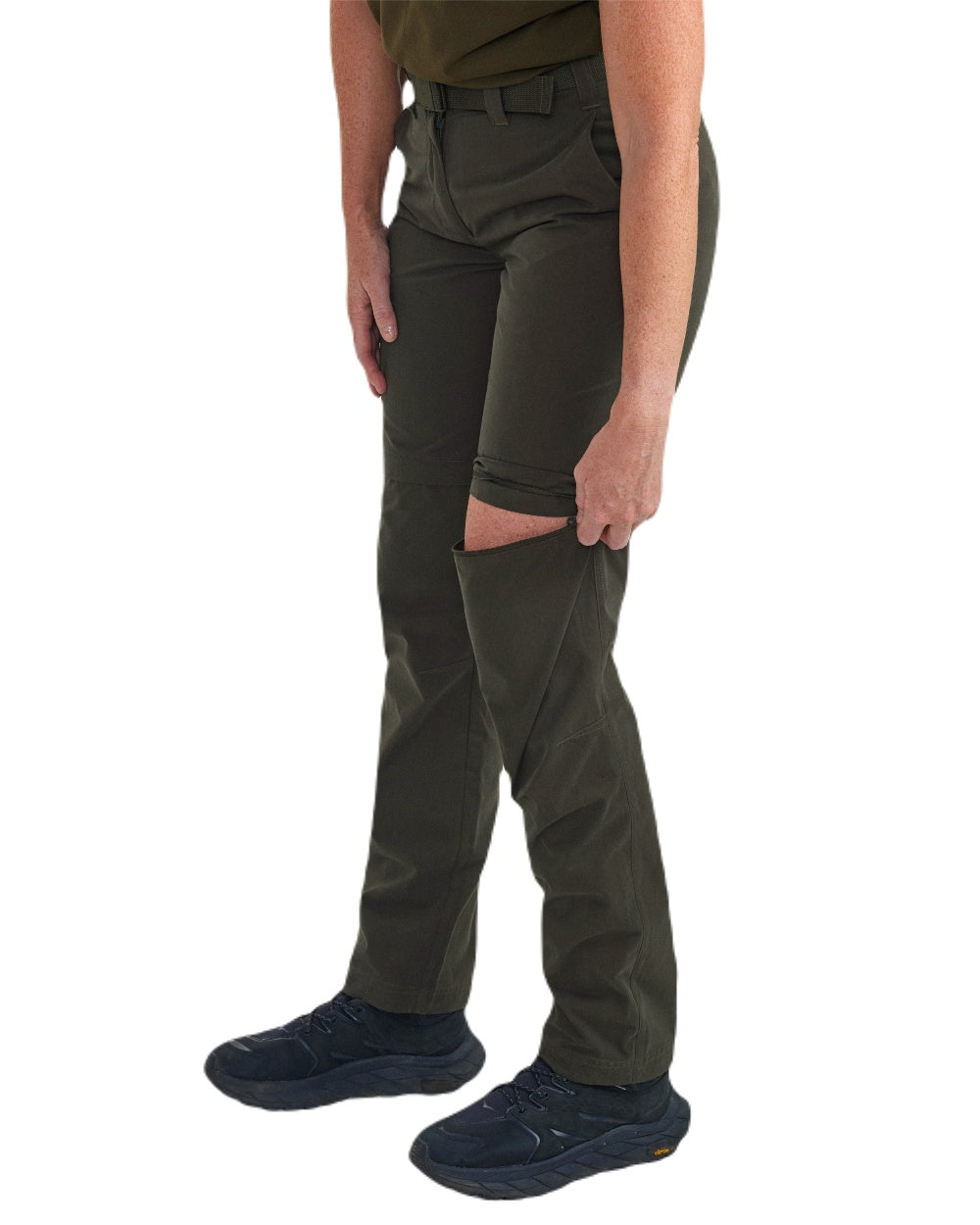Timber coloured Deerhunter Lady Slogen Zip-Off Trousers on white background